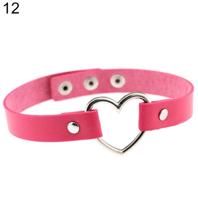 

Women\s Punk Faux Leather Love Heart Collar Choker Necklace Jewelry Charm Gift