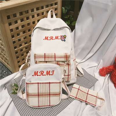 

Ins schoolbag female Korean version of high school students canvas campus multi-kit Japanese backpack shoulder bag