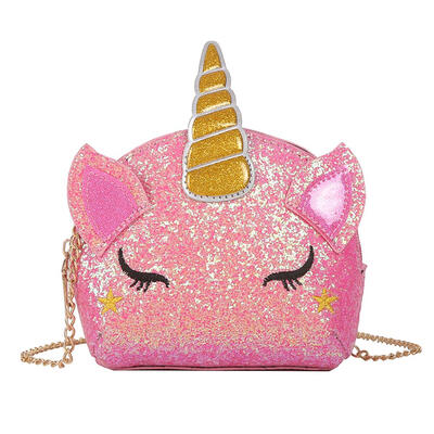 

Sequins Cartoon Horse Shoulder Messenger Handbags Women Chain Crossbody Bag