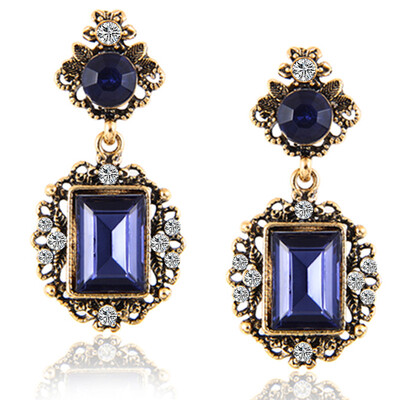 

H20 Fashion Jewelry Black Blue Crystal Rhinestone Drop Earrings Red Pink Flower Dangle Earrings Women Luxury Wedding Jewelry