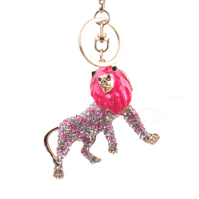 

Alloy ferocious lion blue bag with diamond keychain