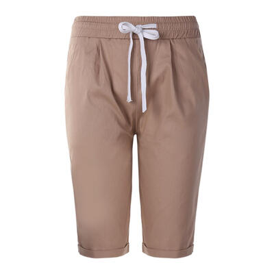 

Summer Casual Wide-legged Pants Beach Women Shorts Drawstring Half Trousers