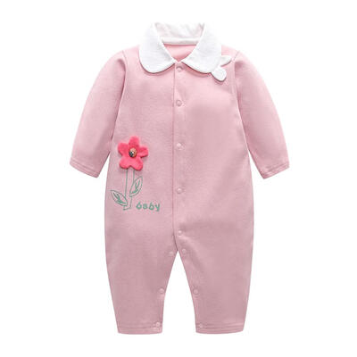 Doll Collar Sweet Cute Flower Girl Baby Romper Long Sleeve Cotton Jumpsuit