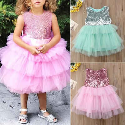 

Sequin Girl Lace Tutu Dress Toddler Baby Birthday Wedding Princess Pageant Party