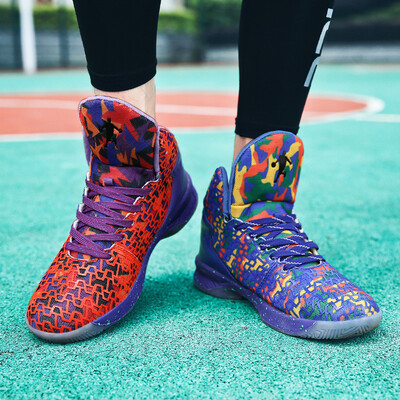 

Basketball shoes male flying woven mesh high-top fashion sports boots non-slip shoes