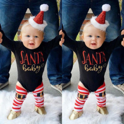 

Baby Boy Girl Newborn Christmas Clothes Romper Leg Warmers Headband Outfit Set