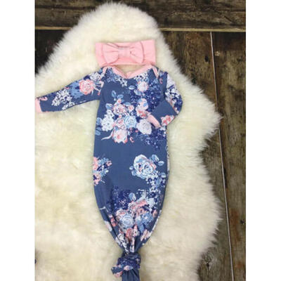 

2PCS Newborn Baby Girls Kid Floral Knotted Swaddle Blanket Sleeping BagHeadband