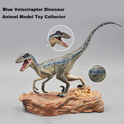 

Siaonvr Blue Velociraptor Dinosaur Action Figure With Base Animal Model Toy Collector
