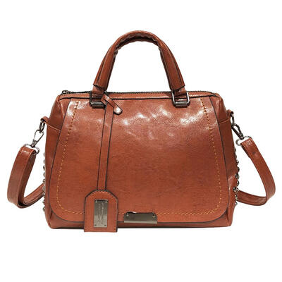 

Vintage Rivet Shoulder Handbags Women PU Leather Solid Color Crossbody Bags