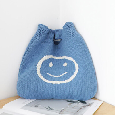 

Big Capacity Wool Knitting Smile Face Casual Tote Bag Women Crossbody Bag