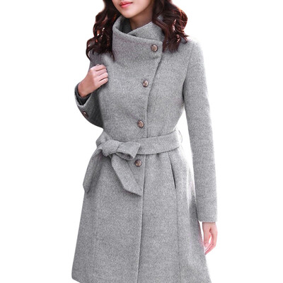 

Toponeto Womens Winter Lapel Wool Coat Trench Jacket Long Sleeve Overcoat Outwear