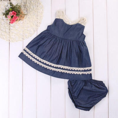

Kids Fashion Toddler Baby Girl&39s Lace Dress Princess Party Pageant Denim Beach Dresses