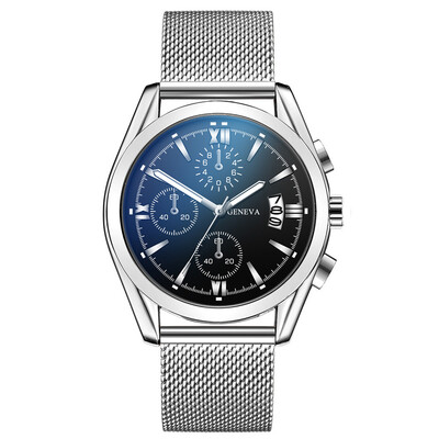 

Gobestart Three-eye Large Dial Watch Mens Business Fashion Quartz Leather Belt Watch