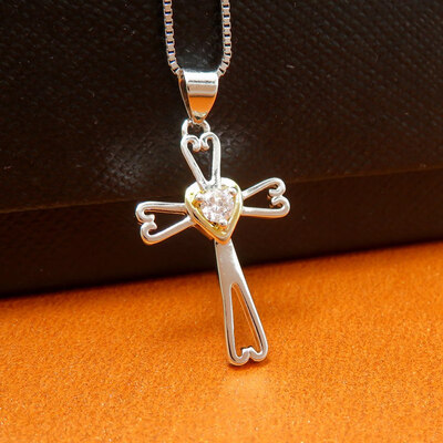 

Necklaces With Cross Pendant Silver Color Elegant Womens Necklace