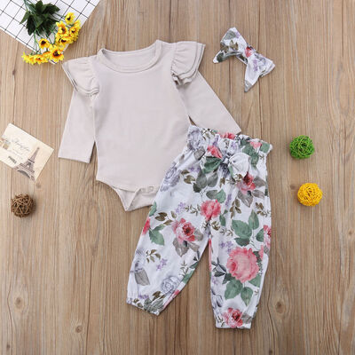 

Newborn Baby Girls Floral Clothes Jumpsuit Romper Bodysuit Pants Outfits Sets
