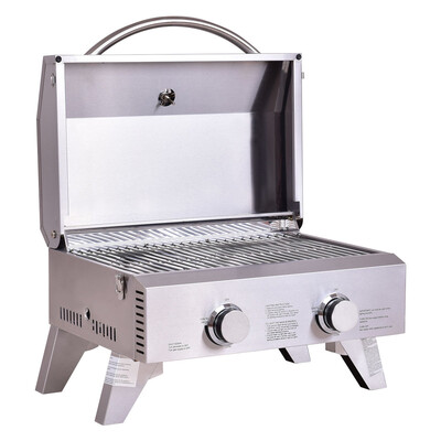 

2 Burner Portable Stainless Steel BBQ Table Top Grill for Outdoors