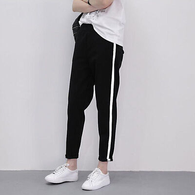 

Fashion Women Casual Sport Harem Pants Side Striped High Waist Trousers Pants