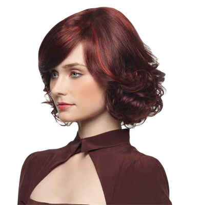 

Women Oblique Bangs Gradient Short Curly Fake Hair High Temperature Fiber Female Wavy Wigs