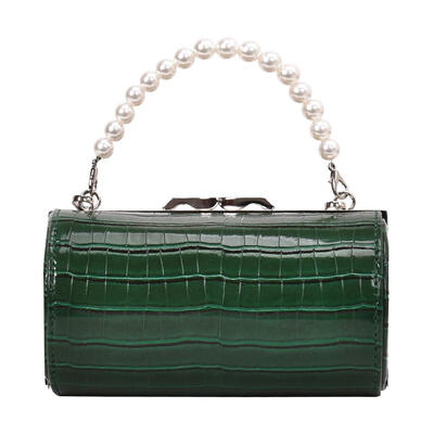 

Women Pearl Grain Cylinders PU Messenger Chain Bag Cylindrical Handbags