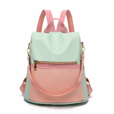 

Shoulder bag female new Korean version of the contrast color fashion large capacity canvas travel small backpack tide