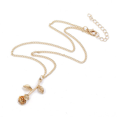 

Delicate Rose rosary Necklace & Pendants Flower Friends Vintage Charm Cute Women Jewelry necklace Rose Gold Color