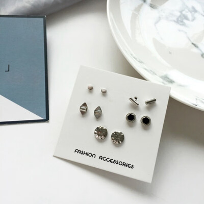 

5 pairset Gold Silver Color Earrings Set Heart Geometric Stud Earrings Set Pearl Earrings for Women Jewelry Gifts