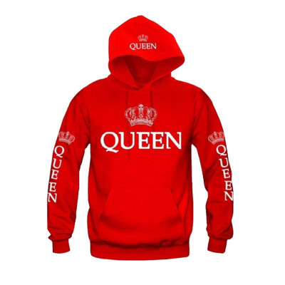 

2018 Women Pullovers King Queen Printed Hoodies Men Sweatshirt Lovers Couples Hooded Hoodies Sweatshirt