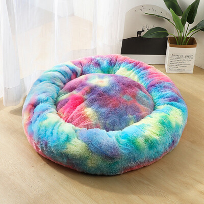 

Gobestart Dog Round Cat Winter Warm Sleeping Bag Long Plush Soft Pet Bed Calming Bed