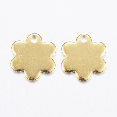

304 Stainless Steel Charms Flower Golden 9x8x08mm Hole 1mm