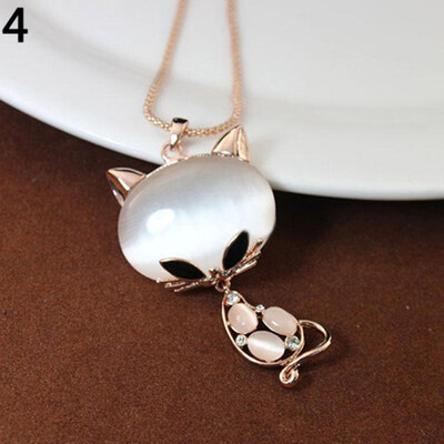 

Women Fashion Sweater Chain Necklace Rhinestone Cat Swan Owl Pendant Jewelry Gift