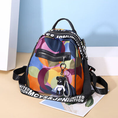 

Colorful circle personality fashion backpack female tide Korean Joker Oxford canvas ladies small backpack