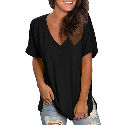 

Starmoon Women Summer V Neck Short Sleeve Shirt Casual Tunic Tops Blouse