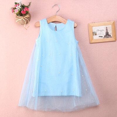 

Kids Baby Girl Princess Party Dress Pearl Tulle Tutu Dresses Bag Summer Sundress