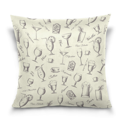 

ALAZA 16 X 16 inch Pillow Case Decorative Cushion Cover Cocktails Pattern Pillowcase