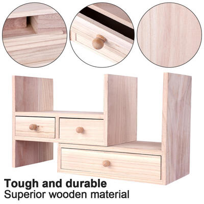 

Greensen Adjustable Wooden Personalized Desktop Bookcase Book Shelf Organizer with Drawer Home Office