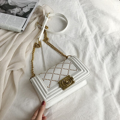 

Female bag 2019 new wave Korean fashion shoulder bag simple texture rhombic chain Messenger bag female wild ins