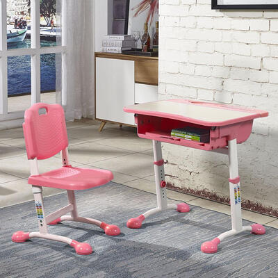 

Height Adjustable Children Kids Study Desk & Chair Set Safety TablePink