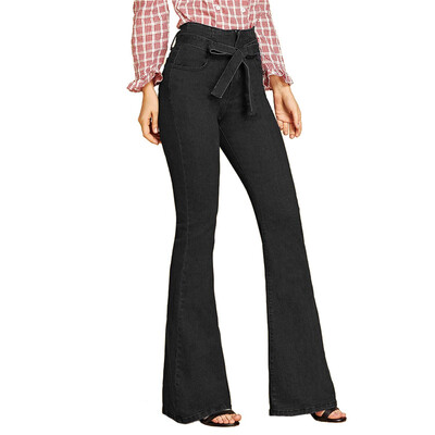 

〖Follure〗Fashion Womens Large Size Lacing Jeans High Waist Stretch Slim Sexy Flare Pants