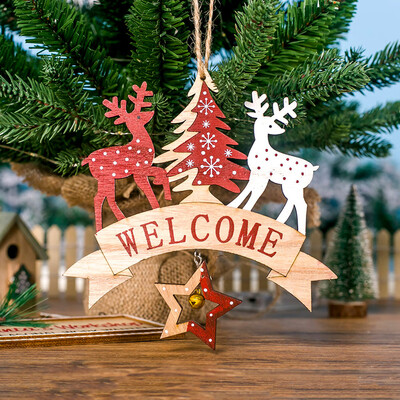 

Tailored Wooden Letter Printed Christmas Tree Bells Pendant Creative Christmas Tree Tag