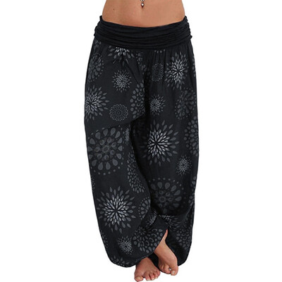 

Tailored Women Plus Size Print Loose Casual Elastic Pants Cropped Full Length Trousers