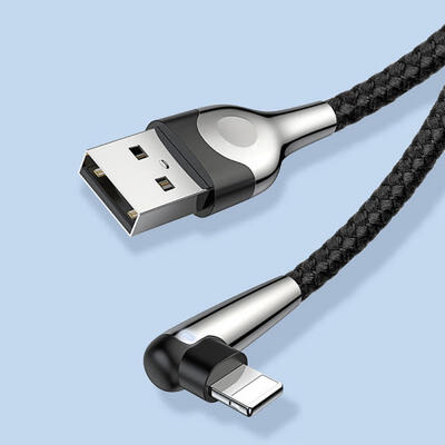 

BASEUS USB Lightning 90 Degrees Right Angle 15A 24A Fast Charge USB Data Charging Cable W Indicator Light For IPHONE-1m