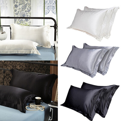 

2pcs Silk Satin Standard Pillow Case Cushion Cover Pillowcase Home Decor