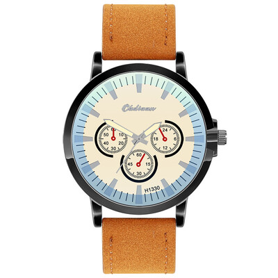 

Gobestart Fashion Leather Mens Quartz Watch Mens Watch Luxury Casual Watch Clock