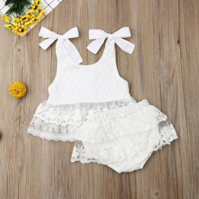 

US Newborn Baby Girl Clothes Lace Floral Tops Dress Tutu Shorts Summer Outfits