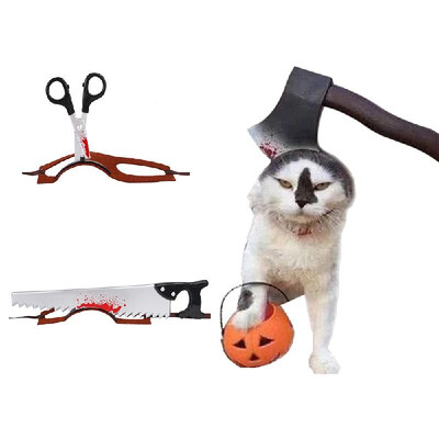 

Pet Dog Headband Accessories Axe Saw Scissor Horror Props Pet Halloween Costumes Cosplay Clothes Decoration Horrible Costume for D