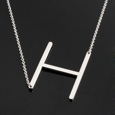 

Alphabet Necklace Silver Plated Initial Letter Alphabet A - Z Choker Pendant