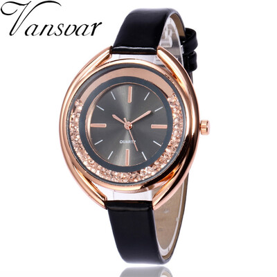

Vansvar Fashion Leather Strap Women Rhinestone Wrist Watch Casual Women Dress Watches Watched Hot Relogio Feminino 533