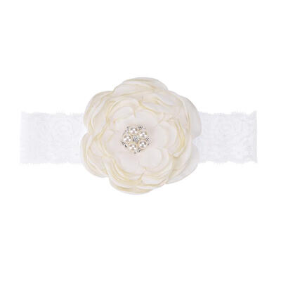 

Baby Girls Rose Rhinestones Lace Pearls Headbands Infant Elastic Hairbands