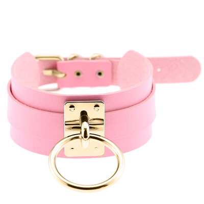 

Night Club Men Women O Ring Pendant Collar Faux Leather Choker Punk Necklace