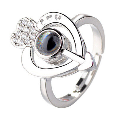 

New Fashion Rose Gold Silver Color I Love You Ring Microscopic Carvings Light Projected Rings Jewelry For Women Girls
